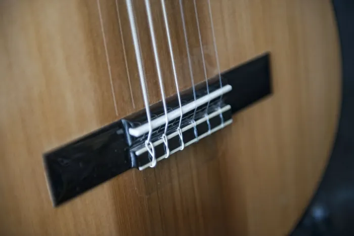 Cedar top classical guitar: bridge and tie block