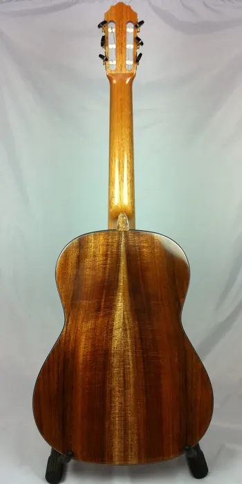 Koa classical guitar: back view