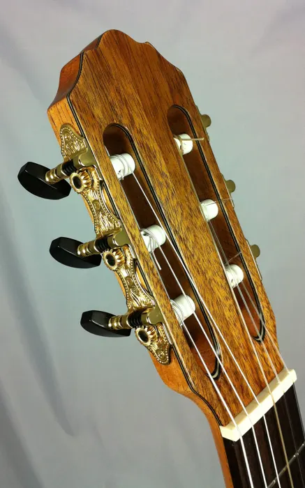 Koa classical guitar: headstock and tuners