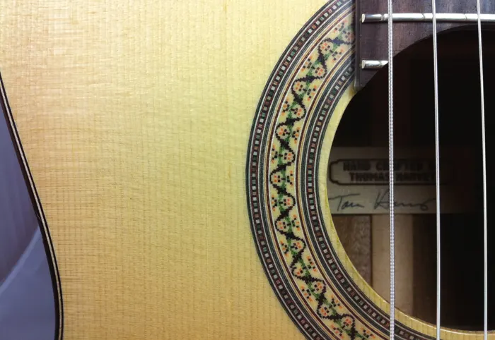 Koa classical guitar: rosette detail