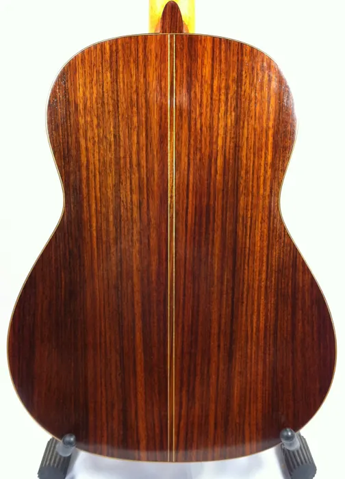 Rosewood classical guitar: close view of the book-matched back